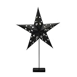 LED Papierstern Tischleuchte in schwarz mit Timer - Ø 45 cm - Weihnachts...