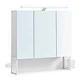 VASAGLE Spiegelschrank Bad mit Beleuchtung, Badezimmerschrank, integriertes...