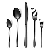 HONKKU Besteck Set Schwarz, 30 Teilig Edelstahl Besteckset für 6 Personen,...