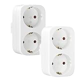 Doppelstecker für Steckdose, 2 Stück Steckdosenadapter, Mehrfachstecker...