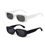 LLGSDLL 2 Stück Vintage Rechteckige Sonnenbrille Damen 90er Retro...