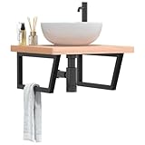 SKM Waschbeckenregal Wandmontage Stahl und Massivholz Buche,Möbel ，...