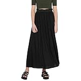 ONLY Damen Maxi Falten Rock | Einfarbiger Plissee Skirt mit Gummizug |...