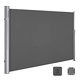 SONGMICS Alu-Seitenmarkise, ausziehbar, 200 x 350 cm, Blickdicht,...