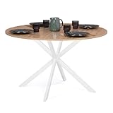 IDMarket Esstisch, rund, Alix, 4-6 Personen, Spinnenfuß, Holz und Weiß,...