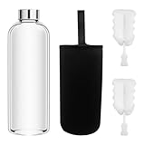 Tryslyn Glasflasche 1 Liter, Trinkflasche Glas, Glasflaschen, Wasserflasche...