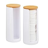 Relaxdays Wattepads Aufbewahrung 2er Set, Acryl, Bambus, Bad,...