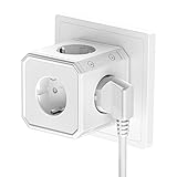 Steckdosenverteiler 5-Fach, Doppelstecker für Steckdose, Weiß
