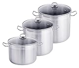XXL-Set Profi Universalkochtopf Suppentopf Jumbotopf 10-20 Liter, Silber -...
