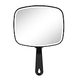 Eaoundm Handspiegel für Make-up, großer Handspiegel, Salon, quadratisch,...