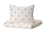 IKEA BARNDRÖM Bettbezug und Kissenbezug, 140x200 / 80x80 cm, Herzmuster...