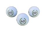 LL-Golf ® 3er Set 60 er Geburtstags Golfbälle mit Happy Birthday Motiv in...