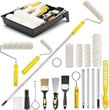 18-Teiliges Farbroller Set mit Teleskopstange, Malerset mit Edelstahl...