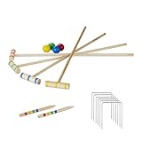 Relaxdays Krocket Spiel, 4 Spieler Kinder Erwachsene Komplettset mit Tasche...