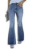 Necooer Distressed Jeans Für Damen Bell Bottom Jeans Für Damen Stretch...