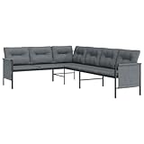 vidaXL Garten Ecksofa, Gartensofa mit Aufbewahrungstasche Stahlgestell,...