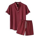 Genérico Pyjama-Set für Herren, kurzärmelig, mit vier Knöpfen,...