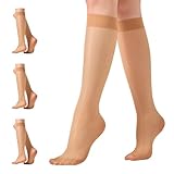 Aaronano Glitzer Kniestrümpfe Damen Feinstruempfe 3 Paar 40D Transparent...