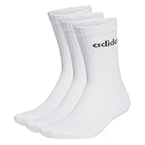 adidas Unisex Linear Crew Cushioned Socks 3 Pairs, White / Black, 42-45