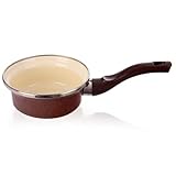Emaille-Stieltopf Kasserolle Kochtopf Schmortopf emailliert BROWN 12 cm 350...