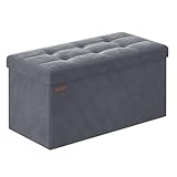 SONGMICS Sitzhocker mit Stauraum, klappbare Sitzbank, 38 x 76 x 38 cm...