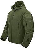 TACVASEN Herren Fleecejacke Military Outdoor Winddichte Jacke mit Kapuze-...