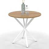 IDMarket - Esstisch, rund, Alix, 2-4 Personen, Spinnenfuß, Holz und Weiß,...