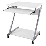 VASAGLE Schreibtisch, Computertisch mit 4 Rollen, 2 Davon mit Bremsen,...