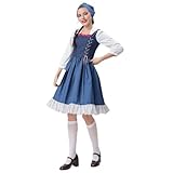 Dirndl Damen Kurz Trachtenkleid 3tlg. Dirndl Beige Hochgeschlossen Trachten...