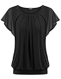 Zeagoo Damen Chiffon Bluse Fledermausärmel Casual Shirts Doppellagiges...