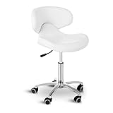Physa Andria White Rollhocker mit Lehne Arbeitshocker mit Rollen...