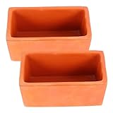 KONTONTY 2 Stück Terrakotta Pflanztopf 2 Stück Rechteckige Kleiner...