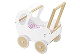 Erst-Holz Weißer Holzpuppenwagen Retro-Puppenwagen als Lauflernhilfe...