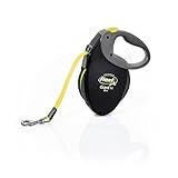 flexi® Giant S/M Gurt 8 m schwarz, neon-gelber Gurt, Roll-Leine für Hunde...