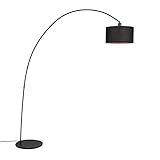 Qazqa - Moderne Bogenlampe Schwarz mit Schirm - Vinossa I Wohnzimmer -...