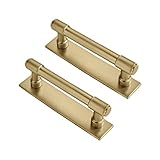 ZAUYX Schrankgriffe mit Rückwänden, 7,6 cm, gebürstetes Gold, 5 Stück,...