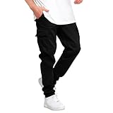 Generisch Male Cargo-Hose Slim Fit Cargo-Hose Leinenhose Herren Lang...