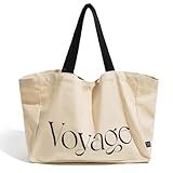 LARENNT Große Baumwolltasche mit Reißverschlussfach - Mehrweg...