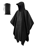 ViKKent Regenjacke Regenponcho, Wasserdichter Regencape mit Kapuze Taschen,...