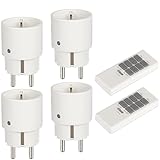 Steckdose mit Fernbedienung 2300W, 4er Funksteckdosen mit 2er...