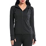 AMZSPORT Damen Laufjacke Sportjacke Langarm Kapuzenjacke Sweatjacke für...