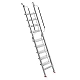 Aluminium-Bodentreppe Dachbodentreppe mit Handlauf, Leichtbau-Ausziehleiter...