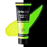Artecho Acrylfarbe Leuchtfarbe Gelb 120 ml, Wasserfest und Lichtecht,...