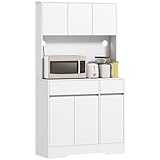 HOMCOM Küchenschrank Buffetschrank mit Arbeitsplatte, 6 Türen,...