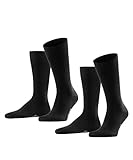 FALKE Herren Socken Happy 2-Pack M SO Baumwolle einfarbig 2 Paar, Schwarz...