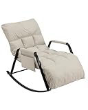 GGK Möbel Schaukelstuhl Metall beige Sessel Wohnzimmer Schaukelsessel mit...