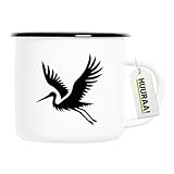 Huuraa Emaille Tasse Storch Silhouette Geschenk 300ml Vintage Emaille...