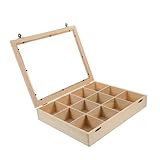 DECORNIJIA Holz aufbewahrungsbox mit Fächern und Klarsichtdeckel...