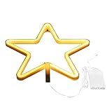 Sternform Neonschild Licht, ABS+PVC wasserdichte LED USB & Batterie...