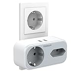 Doppelstecker für Steckdose, TESSAN 4 in 1 Mehrfachstecker mit 2 USB,...